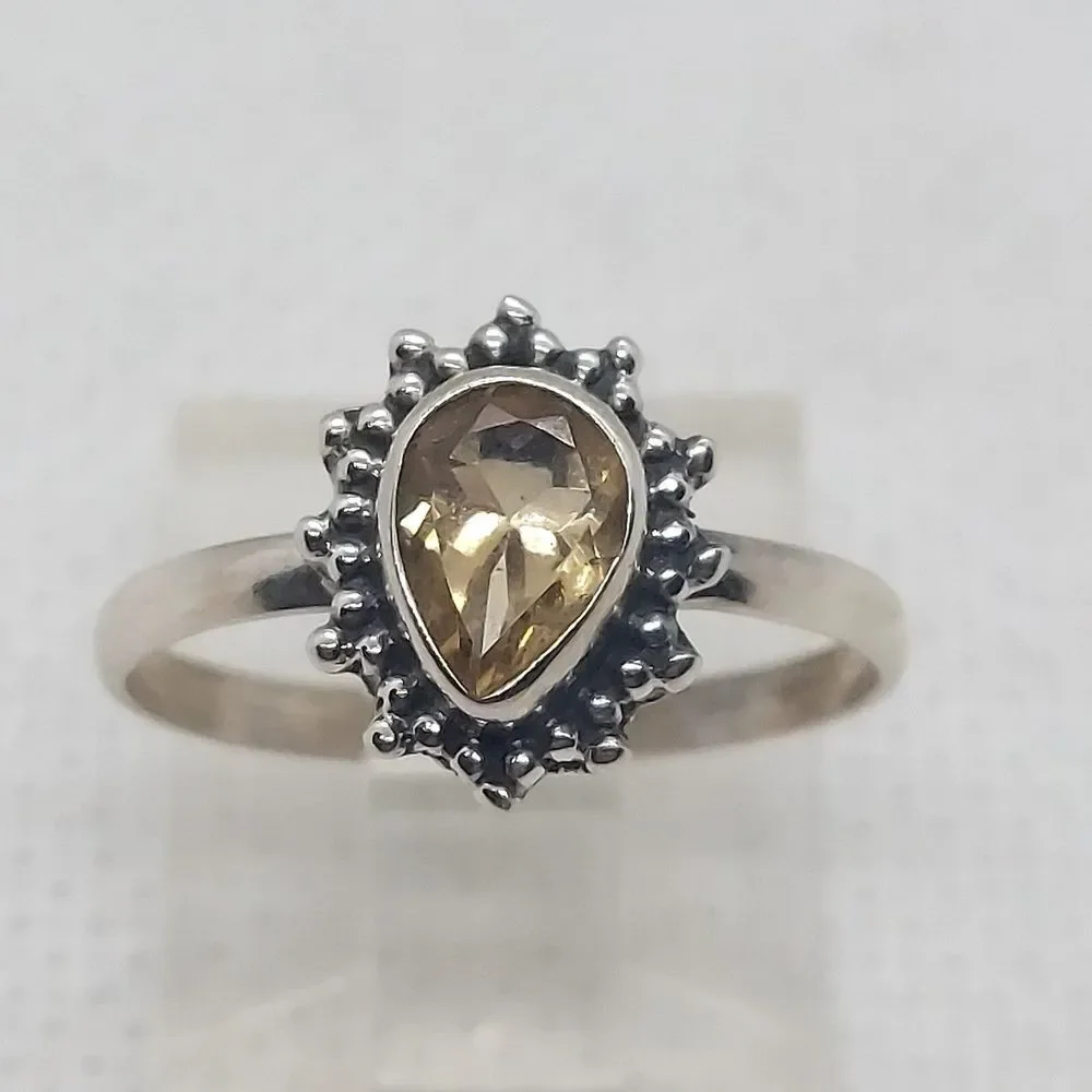 Sterling silver 925 citrine‎ ring size 7